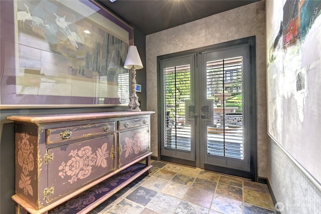 1504 E Lakeshore Dr, Lake Stevens, WA 98258 - doorway with stone tile floors and french doors
