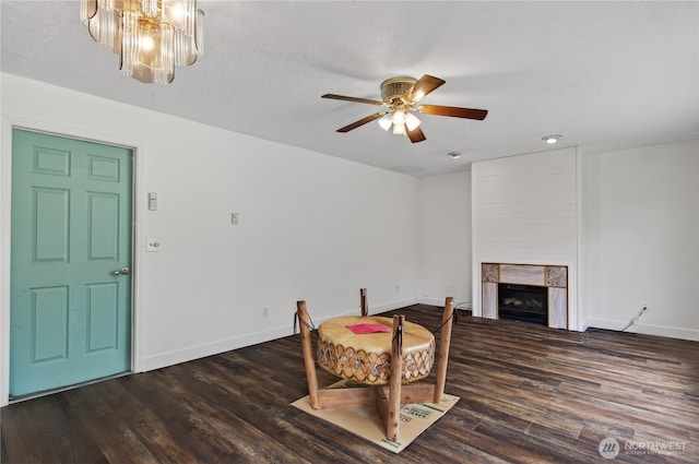 1538 Orchid Ct, Longview, WA 98632 - dining area featuring a ceiling fan, a fireplace, and wood finished floors