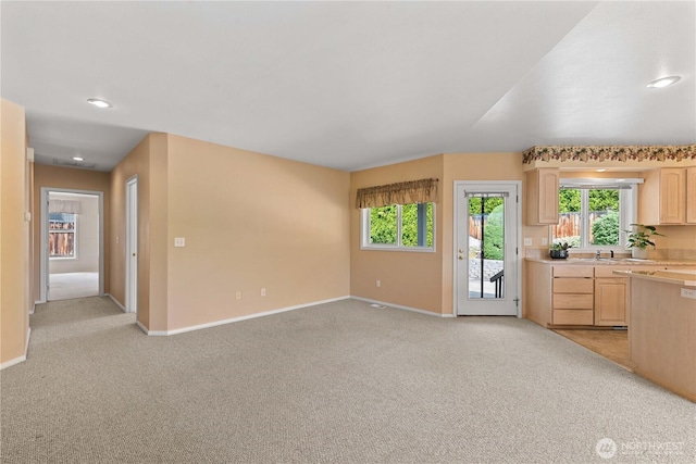 840 Amy Ct, East Wenatchee, WA 98802 - unfurnished living room featuring light colored carpet and recessed lighting