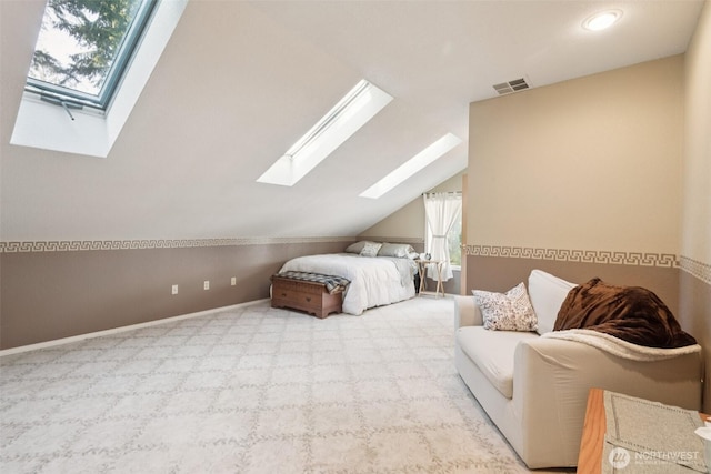 24230 218th Ave SE, Maple Valley, WA 98038 - bedroom featuring a skylight, vaulted ceiling, carpet, and recessed lighting
