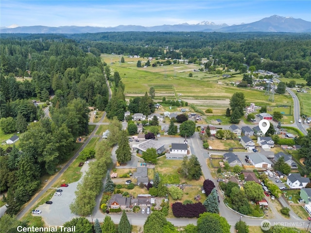 1611 Austin Ave, Snohomish, WA 98290 - aerial overview of property's location with a mountainous background and a forest