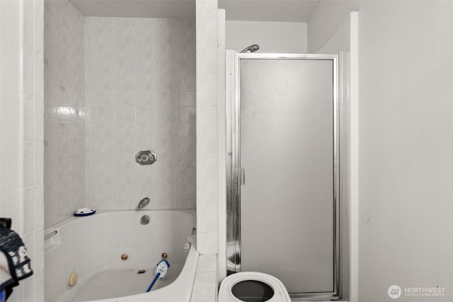 80 E Rose Point Ln, Belfair, WA 98528 - full bathroom featuring a shower stall and a jetted tub