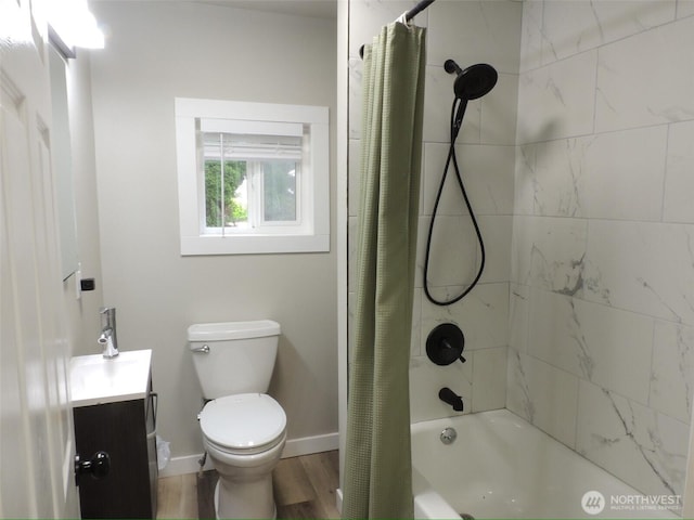 14806 131st Ave SE, Renton, WA 98058 - bathroom featuring vanity, shower / bath combo, and wood finished floors