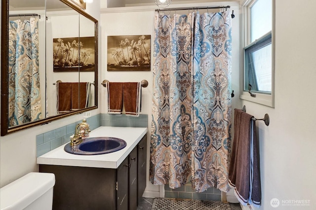 2815 Willis St, Bellingham, WA 98225 - bathroom featuring vanity, tile patterned flooring, and curtained shower