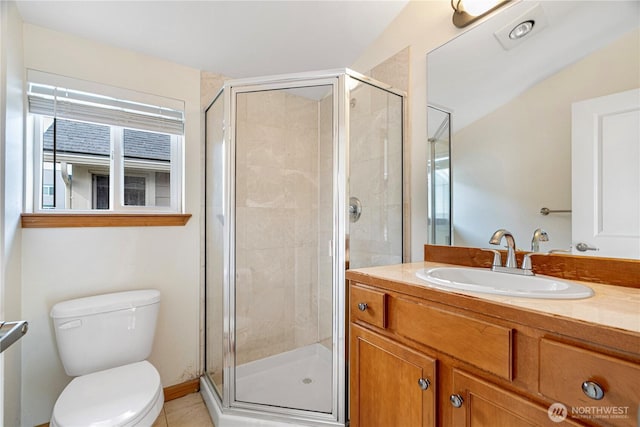 10736 Whitman Ave N, Seattle, WA 98133 - full bath with vanity, a shower stall, and tile patterned flooring