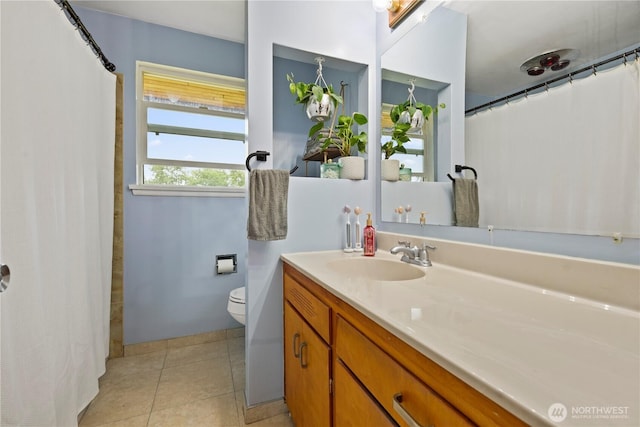 1220 S 313th St, Federal Way, WA 98003 - bathroom featuring vanity, tile patterned floors, and curtained shower