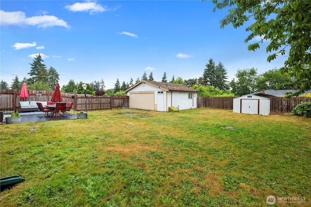 1220 S 313th St, Federal Way, WA 98003 - fenced backyard with a storage unit and a patio area