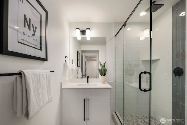 5606 23rd Ave SW, Seattle, WA 98106 - full bathroom featuring vanity and a stall shower