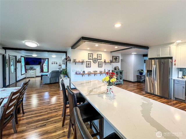 242 Morton St, Sumas, WA 98295 - dining space featuring dark wood-style flooring, recessed lighting, and bar