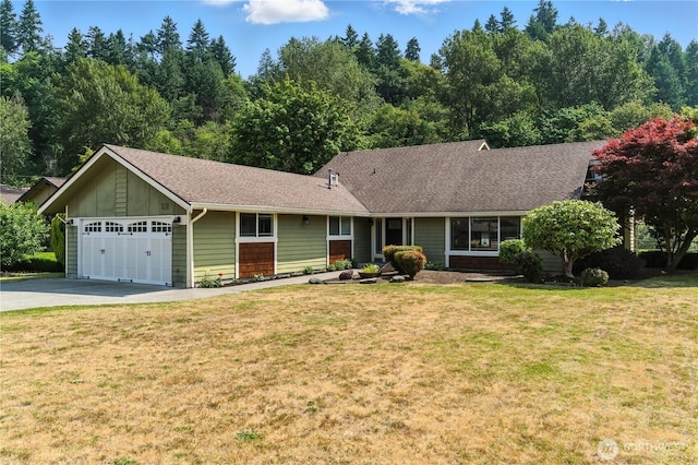 22 Riverview Dr NE, Auburn, WA 98002 - ranch-style home featuring concrete driveway, an attached garage, roof with shingles, and a front yard