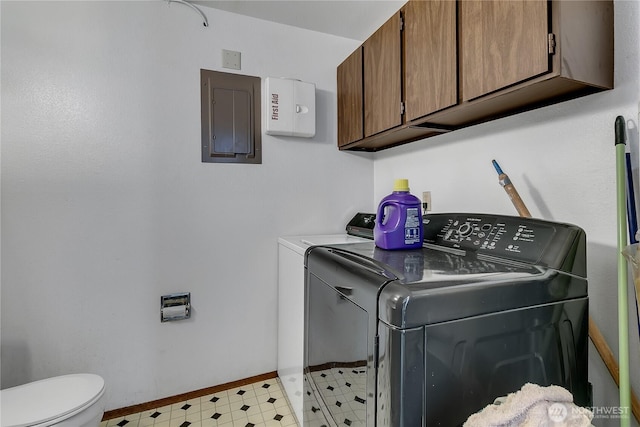 1823 M St NE Unit 1823, Auburn, WA 98002 - washroom featuring electric panel, washer and clothes dryer, and light floors