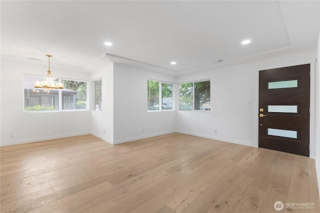 10303 40th Ave E, Tacoma, WA 98446 - entrance foyer featuring a chandelier, healthy amount of natural light, light wood-type flooring, and recessed lighting