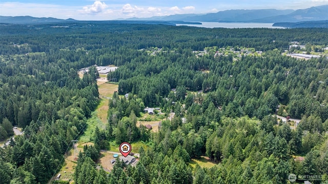 3288 NW Happy Hollow Ln, Silverdale, WA 98383 - drone / aerial view of a heavily wooded area and a mountain backdrop