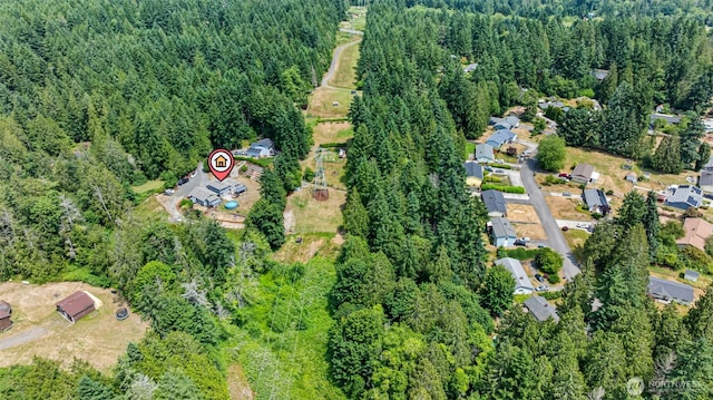 3288 NW Happy Hollow Ln, Silverdale, WA 98383 - aerial view of property and surrounding area with a heavily wooded area