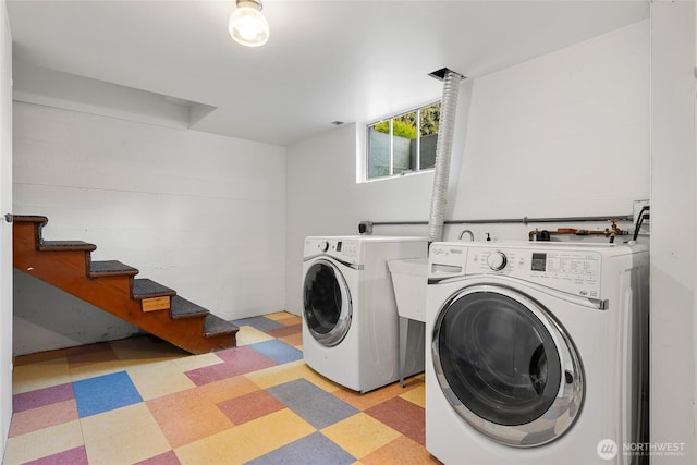 2842 NW 67th St, Seattle, WA 98117 - laundry room with washing machine and dryer and light floors