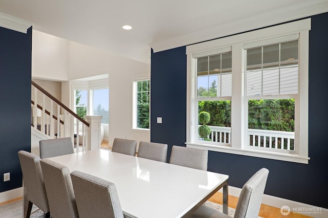 8829 138th Ct SE, Newcastle, WA 98059 - dining space featuring stairway and recessed lighting