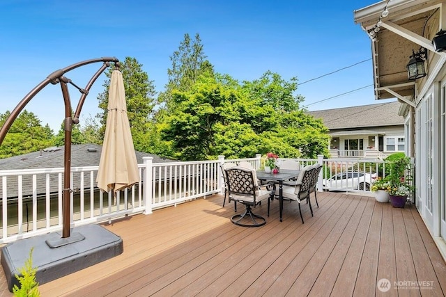 4431 SW Kenyon Pl, Seattle, WA 98136 - wooden terrace featuring outdoor dining area