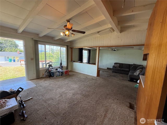 1309 29th St, Anacortes, WA 98221 - living room featuring a ceiling fan and carpet floors