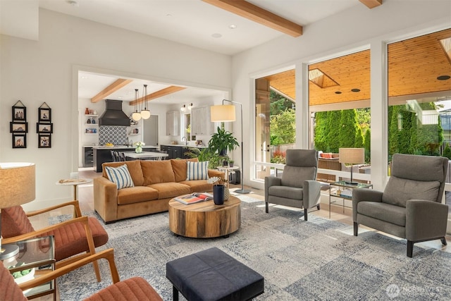 4405 88th Ave SE, Mercer Island, WA 98040 - living room featuring beam ceiling