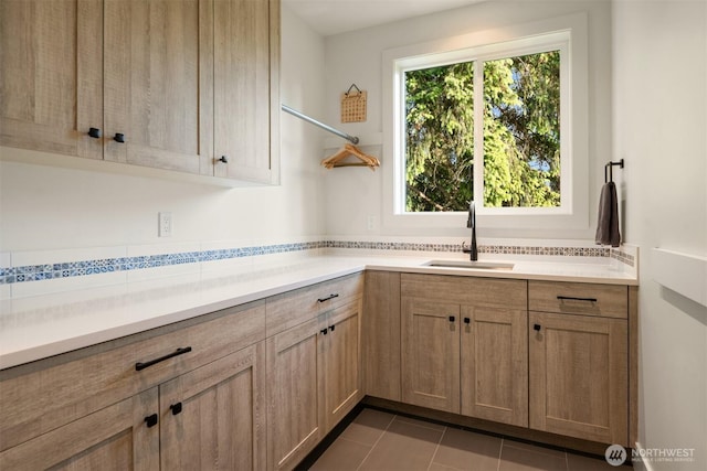 4405 88th Ave SE, Mercer Island, WA 98040 - kitchen with light countertops, tile patterned flooring, and open shelves