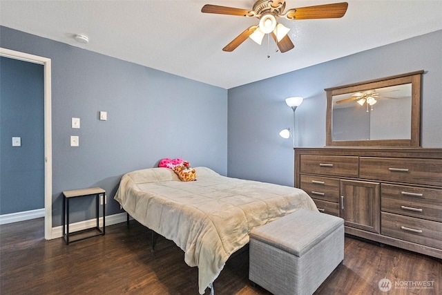 2253 Wellman Pl, Oak Harbor, WA 98277 - bedroom with dark wood-style floors and ceiling fan