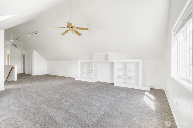 5476 Lorri Ln, Moses Lake, WA 98837 - bonus room featuring a ceiling fan, carpet, and vaulted ceiling