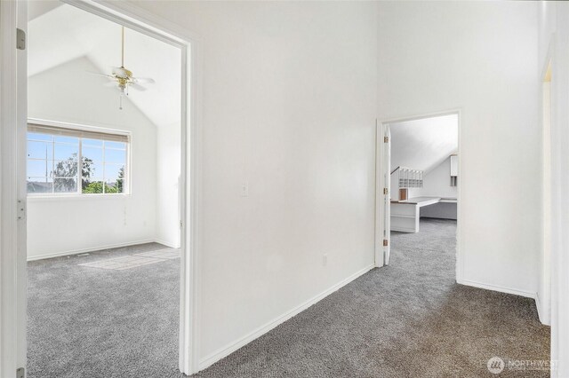 5476 Lorri Ln, Moses Lake, WA 98837 - hallway featuring carpet and vaulted ceiling