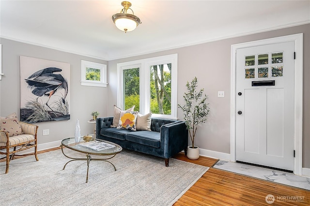 8047 Earl Ave NW, Seattle, WA 98117 - living area with light wood-type flooring and crown molding