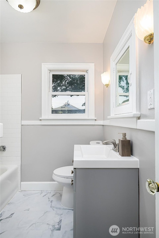 8047 Earl Ave NW, Seattle, WA 98117 - bathroom with vanity and marble finish flooring