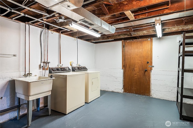8047 Earl Ave NW, Seattle, WA 98117 - unfinished below grade area with washing machine and clothes dryer and a sink