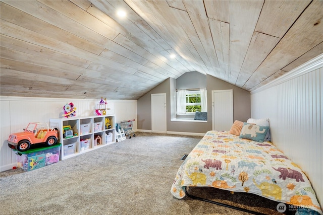 5111 N 39th St, Tacoma, WA 98407 - bedroom featuring wood ceiling, lofted ceiling, and carpet