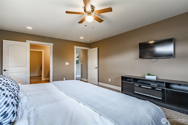 406 Harrison Ln, Nooksack, WA 98276 - bedroom with recessed lighting, ceiling fan, and carpet