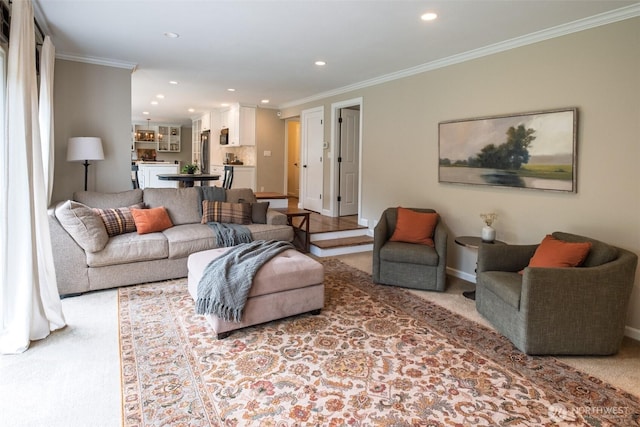 4546 193rd Pl SE, Issaquah, WA 98027 - living area with crown molding, recessed lighting, and carpet floors