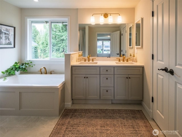 4546 193rd Pl SE, Issaquah, WA 98027 - bathroom with double vanity and a bath
