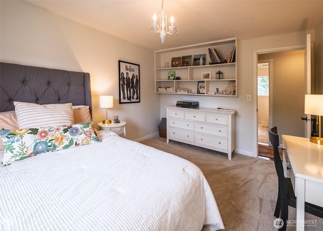 4546 193rd Pl SE, Issaquah, WA 98027 - carpeted bedroom with baseboards and a chandelier