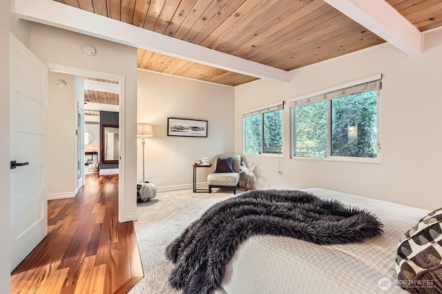 11446 Ohde Ave, Kirkland, WA 98033 - bedroom featuring wood finished floors and a wooden ceiling with exposed beams