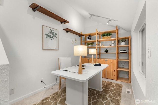 15516 10th Ave NE, Shoreline, WA 98155 - office with lofted ceiling, track lighting, and light carpet