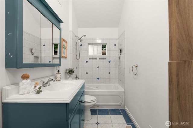 15516 10th Ave NE, Shoreline, WA 98155 - bathroom featuring shower / bathtub combination, tile patterned flooring, and vanity