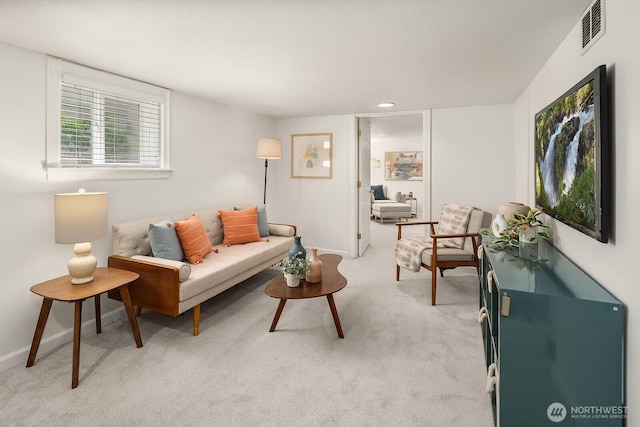 4754 46th Ave NE, Seattle, WA 98105 - living room featuring light carpet and baseboards