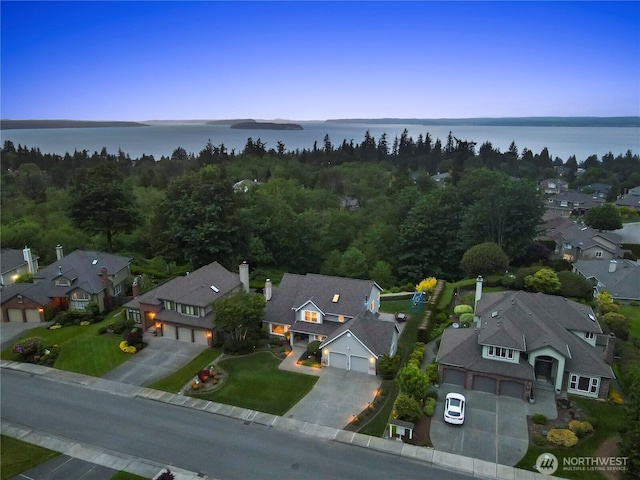 2601 59th St SW, Everett, WA 98203 - aerial view of property and surrounding area with nearby suburban area and a large body of water