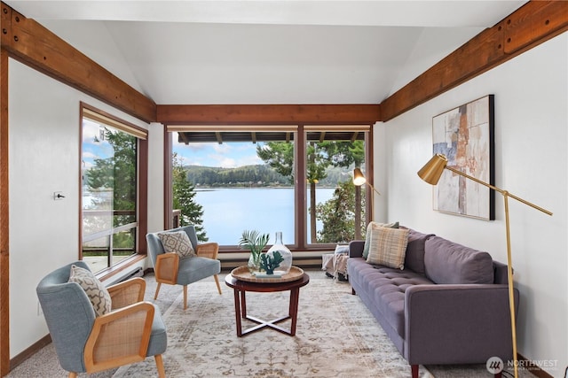 41 N Bay Ln Unit 3, Port Ludlow, WA 98365 - living room with lofted ceiling and a water view