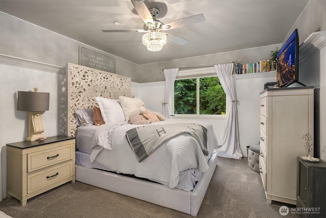 8907 NE 152nd Pl, Bothell, WA 98011 - bedroom featuring dark carpet and a ceiling fan