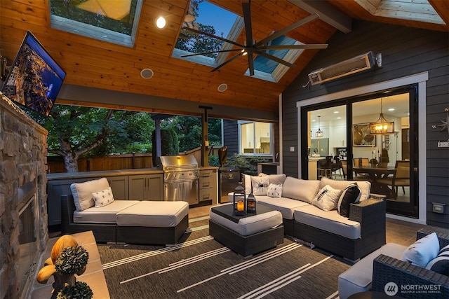 8907 NE 152nd Pl, Bothell, WA 98011 - view of patio featuring an outdoor living space, ceiling fan, and an outdoor kitchen