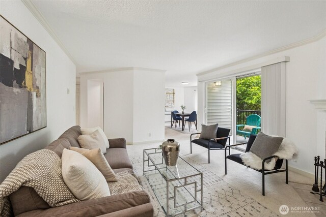 10004 100th Ave NE Unit K202, Kirkland, WA 98034 - carpeted living area featuring crown molding