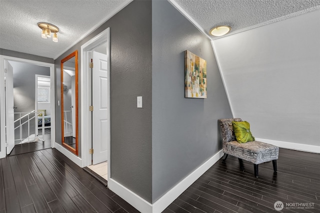 16318 128th Pl SE, Renton, WA 98058 - hallway with a textured ceiling, wood finished floors, and a textured wall