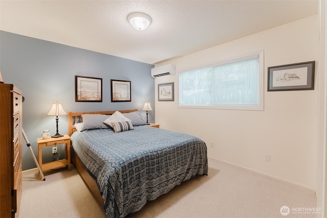 4452 Saltspring Dr, Ferndale, WA 98248 - bedroom with carpet flooring, a wall mounted air conditioner, and a textured ceiling