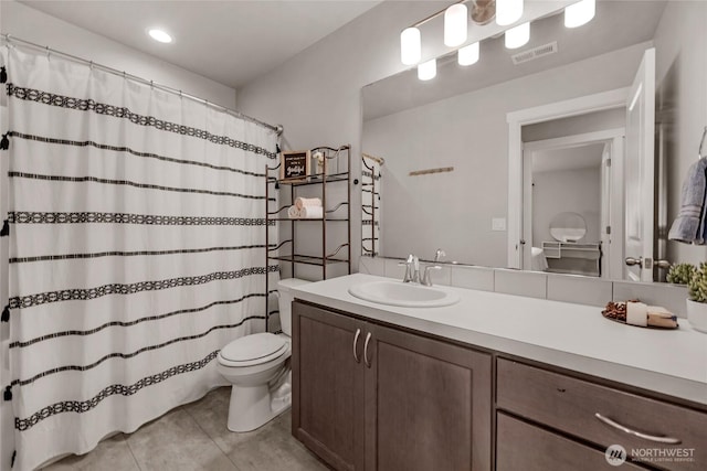 803 Loves Hill Dr, Sultan, WA 98294 - bathroom featuring vanity, tile patterned flooring, and a shower with curtain