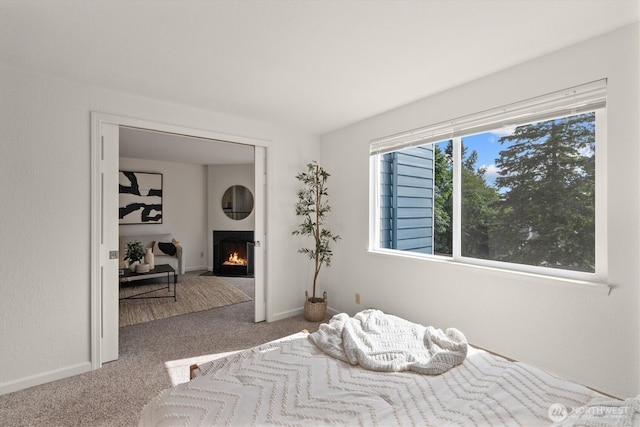 9484 Redmond-Woodinville Rd NE Unit C-205, Redmond, WA 98052 - bedroom featuring carpet flooring and a large fireplace
