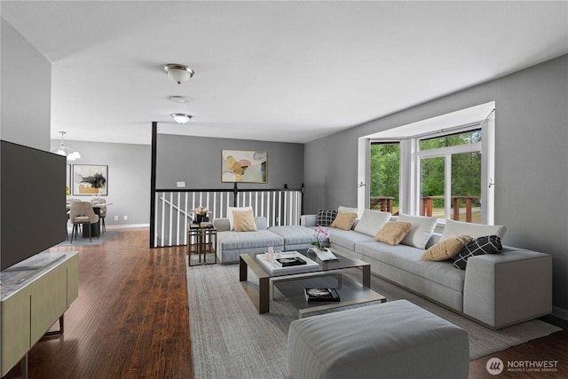 29319 132nd Ave E, Graham, WA 98338 - living area featuring wood finished floors and a chandelier