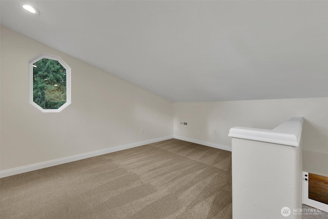 16121 Cedar Grove Rd SE, Issaquah, WA 98027 - additional living space with lofted ceiling, carpet floors, and recessed lighting